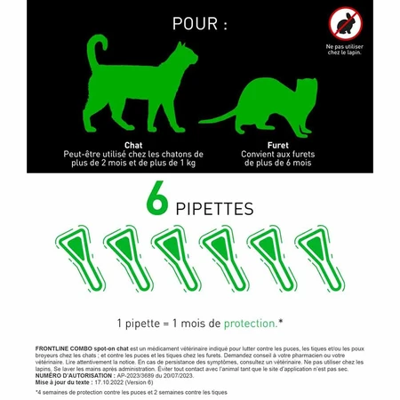 Frontline Combo Spot-on Katze und Frettchen 6 Pipetten 0,5 ml