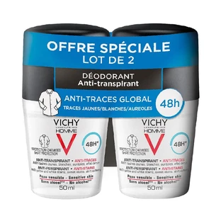 Deodorant pentru bărbați Vichy Antiperspirant și Anti-Trace 48h Roll-on 2x50ml