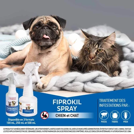 Clement-Thekan Fiprokil Spray pentru purici și căpușe pentru câini și pisici 250ml