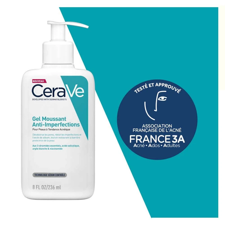 Cerave Gezichtsreiniger Schuimend Huid met puistjes en acnegevoelige huid 236ml