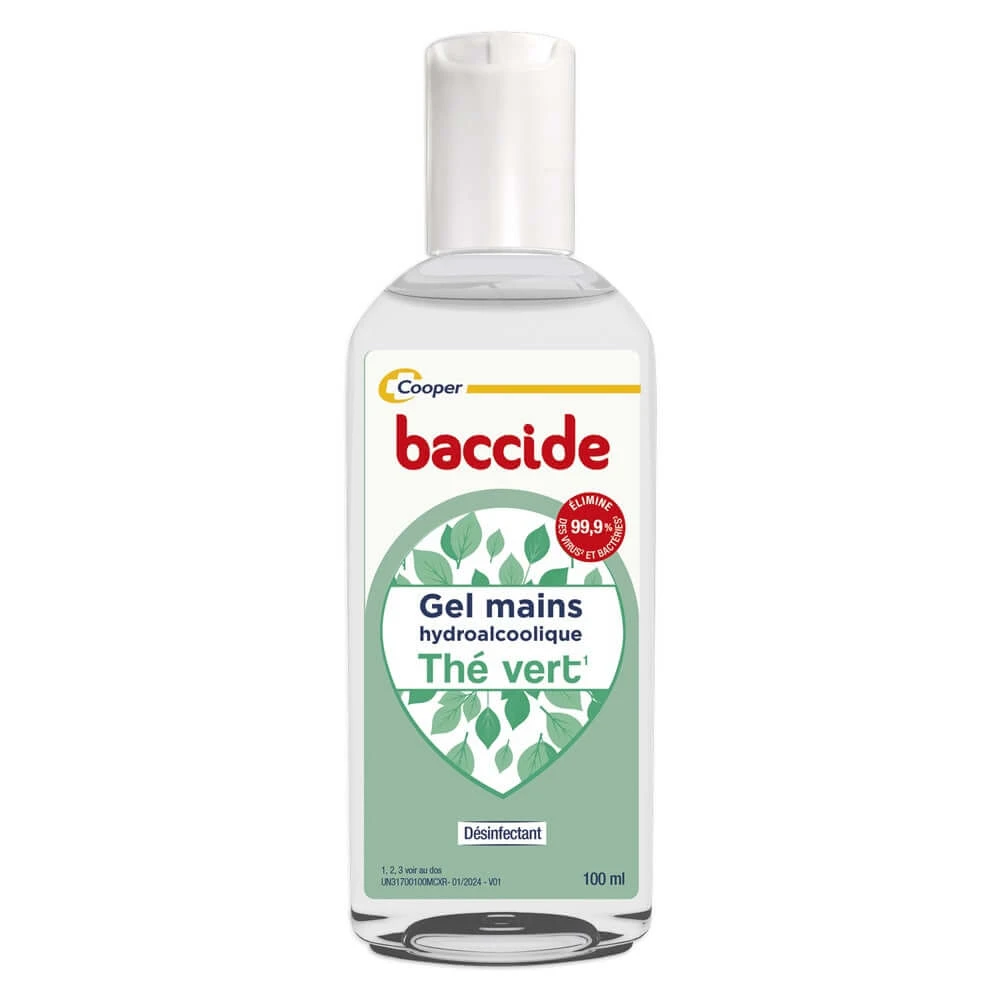 Baccide Gel Mains Desinfectant Hydroalcoolique Thé Vert Peaux Sensibles 100ml