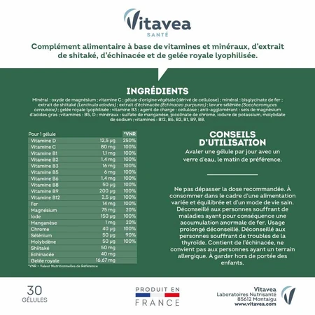 Vitavea Santé Multivitaminen Natuurlijke Afweer 30 capsules