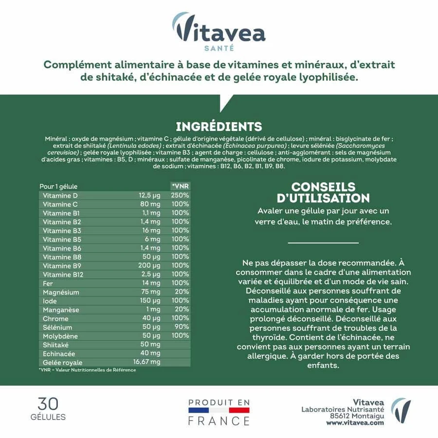 Vitavea Santé Multivitaminen Natuurlijke Afweer 30 capsules