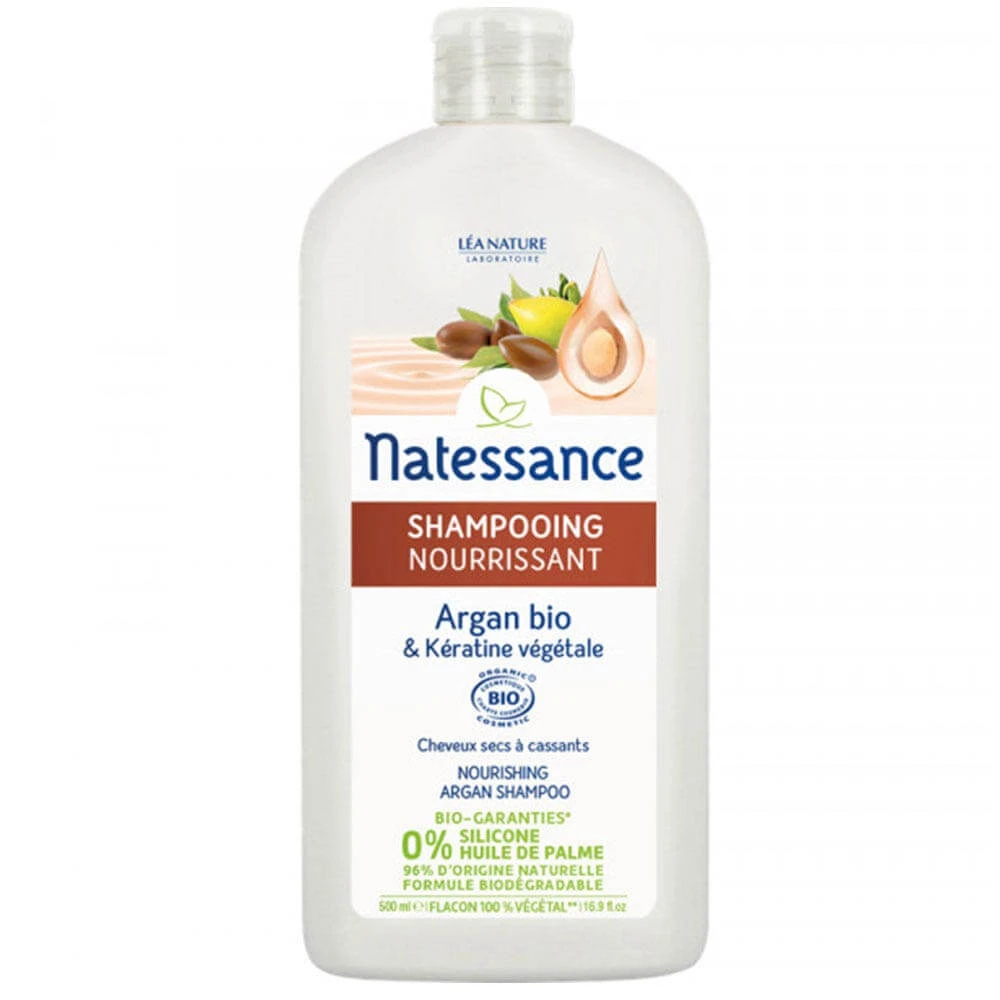 Natessance Argan Organische Voedende Shampoo met Plantaardige Keratine 500ml