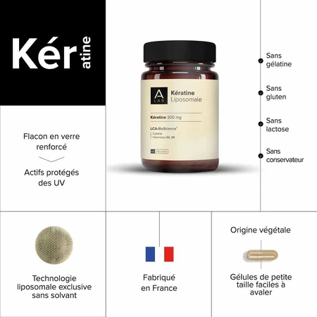 A-LAB Keratin Liposomal 300 mg Frumusețea părului Unghiile fortificate 63 capsule