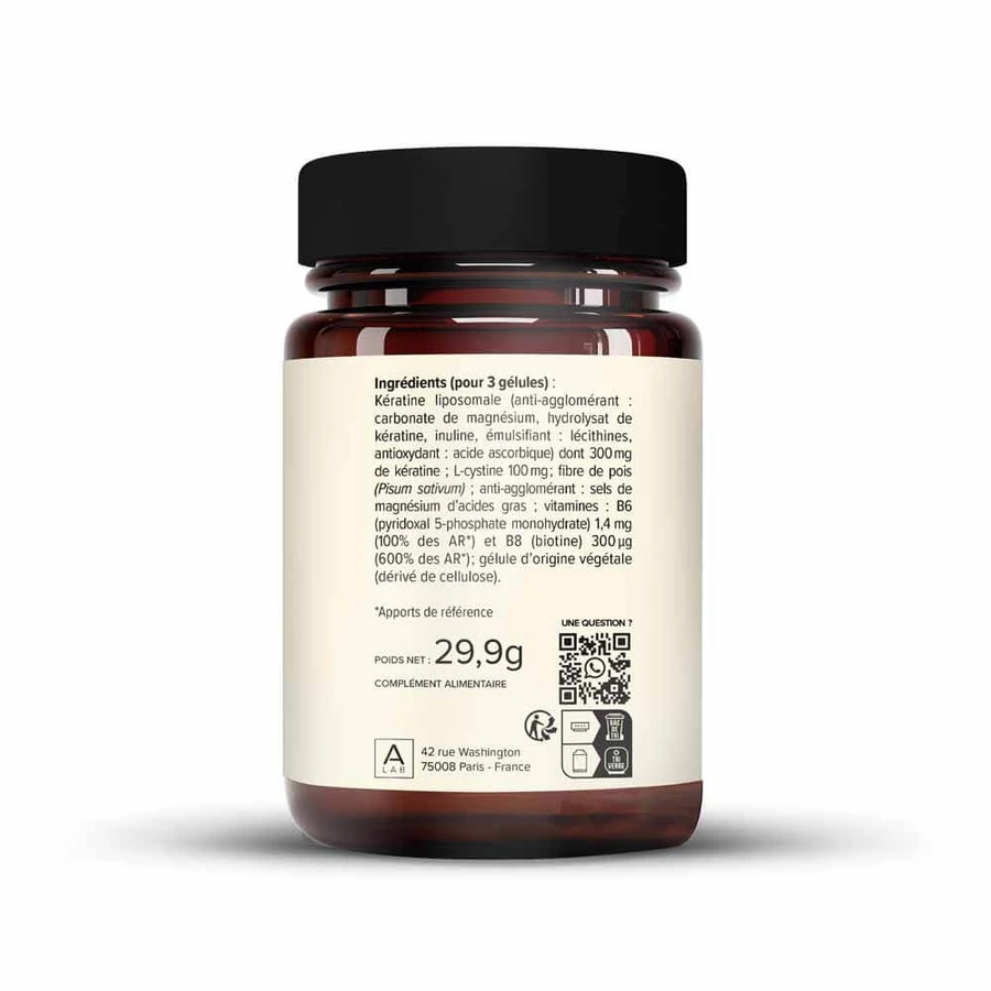 A-LAB Keratin Liposomal 300 mg Frumusețea părului Unghiile fortificate 63 capsule