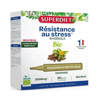 Superdiet Unidosis van biologische Rhodiola Stressbestendigheid 20 15 ml monodoses