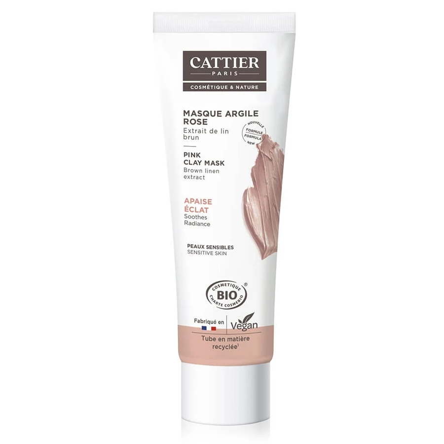 Cattier Argilla Maschera viso biologica all'estratto di rosa di Lino per pelli sensibili 100ml