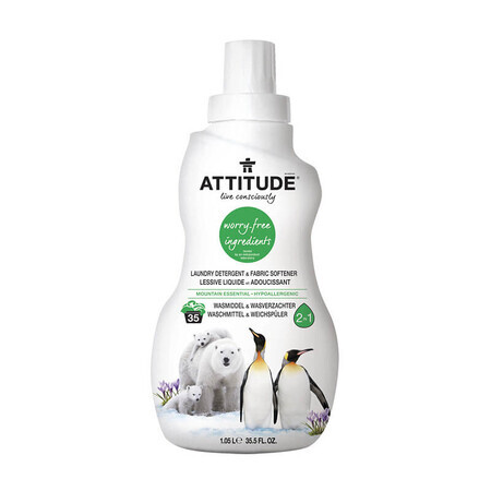 2 in 1 geconcentreerd wasmiddel en conditioner met bergessence, 1,05L, Attitude