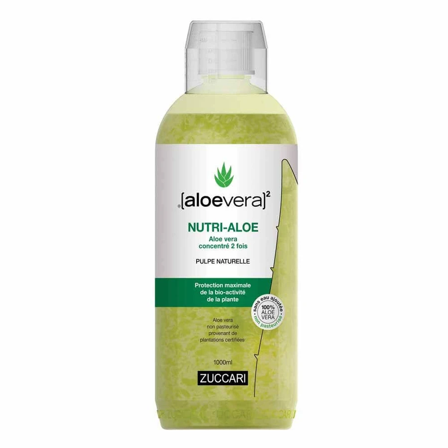 Naturancia [aloevera]2 Zuccari NUTRI-ALOE Pur Jus d'Aloe vera non pasteurisé sans eau ajoutée 2x concentré 1L