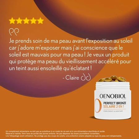 Oenobiol Perfect Bronze I Solari 2 in 1 Zelfbruiner en zonnebescherming 30 plantaardige capsules