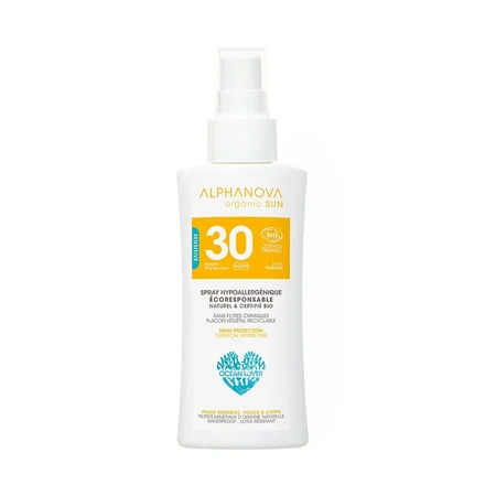Alphanova Organic Sun Travel Zonnespray SPF30 bio gezicht en lichaam 90g