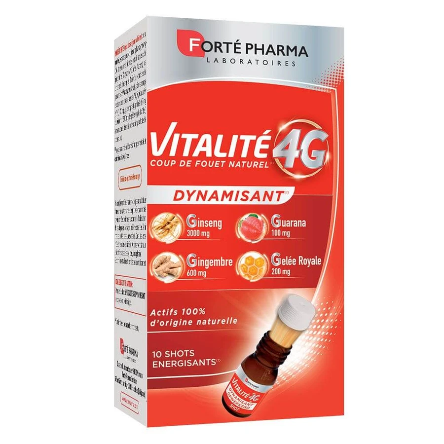 Forté Pharma Vitalité 4G chupito energizante con ginseng, jengibre, jalea real y guaraná 10 falcons de bebida