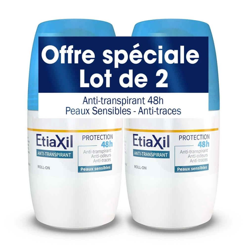 Etiaxil Anti-transpirant Deodorant Roll-On 48h Beschermen Matige transpiratie Gevoelige huid 2x50ml
