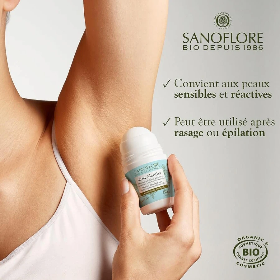 Sanoflore Desodorantes 48h Organic Mentha Desodorante para Mujeres y Hombres 50ml