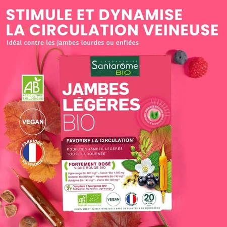 Santarome Jambes Legeres 20 Ampullen Bio Favorise la circulation 200ml