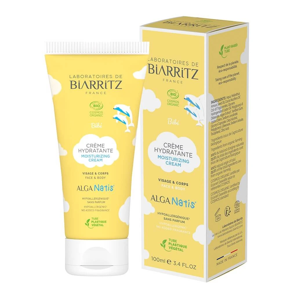 Laboratoires De Biarritz Baby Products Biologische vochtinbrengende crème hydrateert en beschermt vanaf de geboorte 100ml