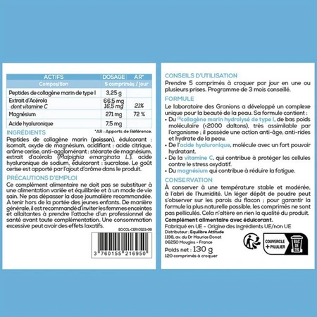 Granions Collagène+ beauté Cerise 120 comprimés à croquer