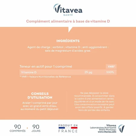 Vitavea Santé Vitamine D 500% NRV 2x90 Tabletten
