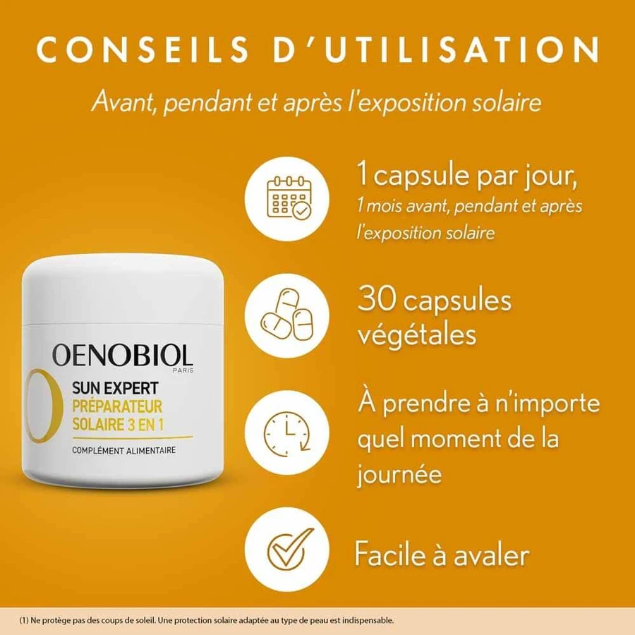 Oenobiol Sun Expert Préparateur Solaire 3en1 Triple action 30 capsules
