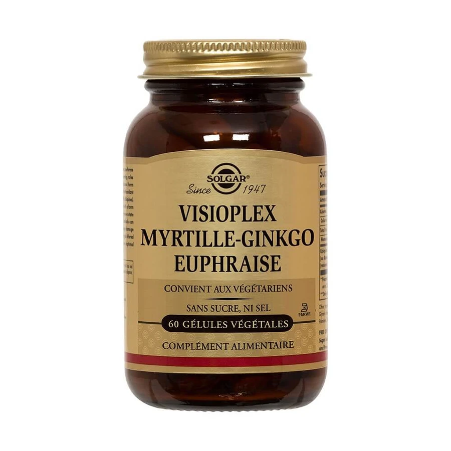 Solgar Visioplex Blueberry-Ginkgo Euphrasia 60 Vegetable Gelsules Antioxydant Vision Yeux 60 gélules végétales