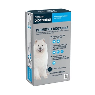 Biocanine Solución Antiparasitaria Externa Spot-On para perros medianos de 10 a 25 kg permetrix 3 pipetas