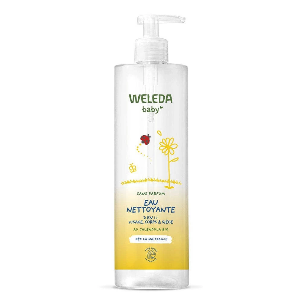 Weleda Baby en Kind Reinigingswater 3 in 1 Gezicht, Lichaam en Zitvlak 400 ml