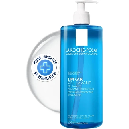 Lipikar Gel detergente, 1 L, per pelli sensibili, La Roche-Posay