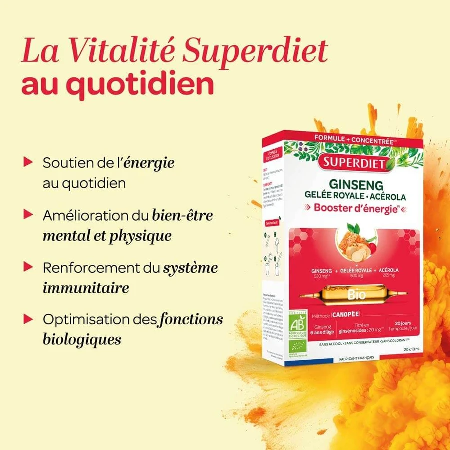 Superdiet Ginseng Royale Acerola Biologische Energie Booster 20x10ml