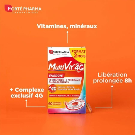 Forté Pharma MultiVit'4G Multivitamins Minerals and Trace Elements 30 Tablets