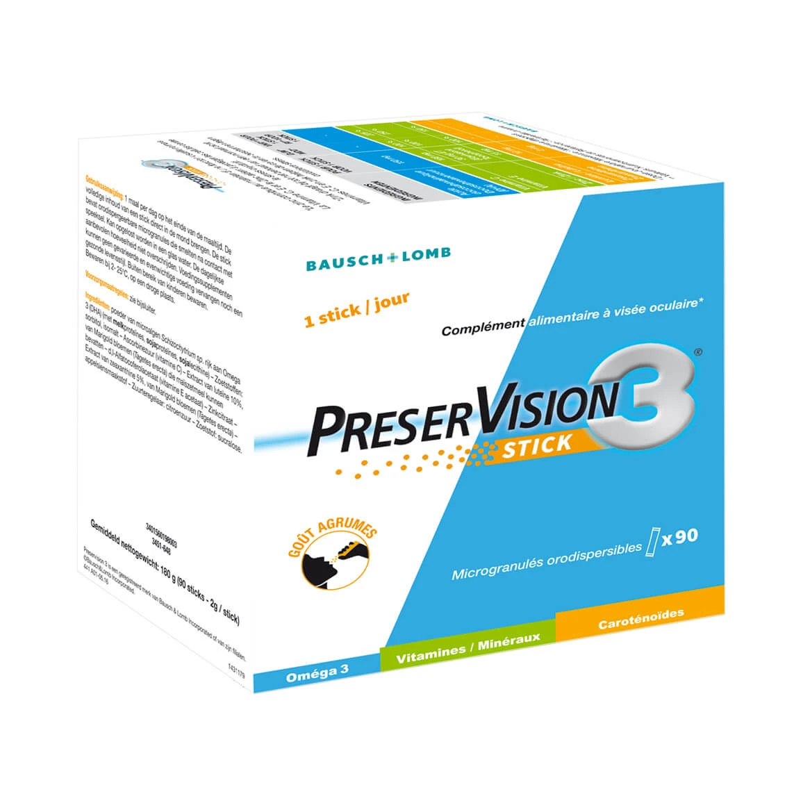 Bausch&Lomb Preservision Dieet Oogsupplement 3 90 sticks Orosoluble