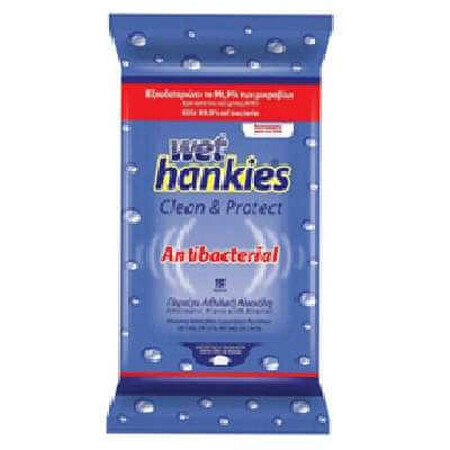 Lingettes humides antibactériennes, 15pcs, Mouchoirs humides