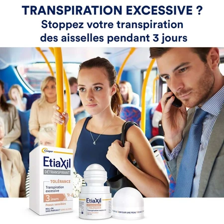 Etiaxil Detranspirant Déodorant Roll-on Transpiration Excessive Tolérance Peaux Sensibles 2x15ml