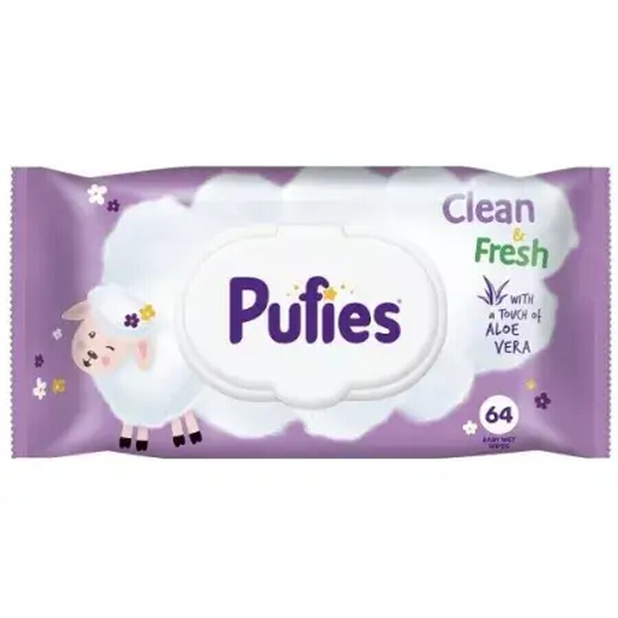 Pufies Baby Art Fresh lingettes humides, +0mois, 64 pièces, Ficosota Sintez