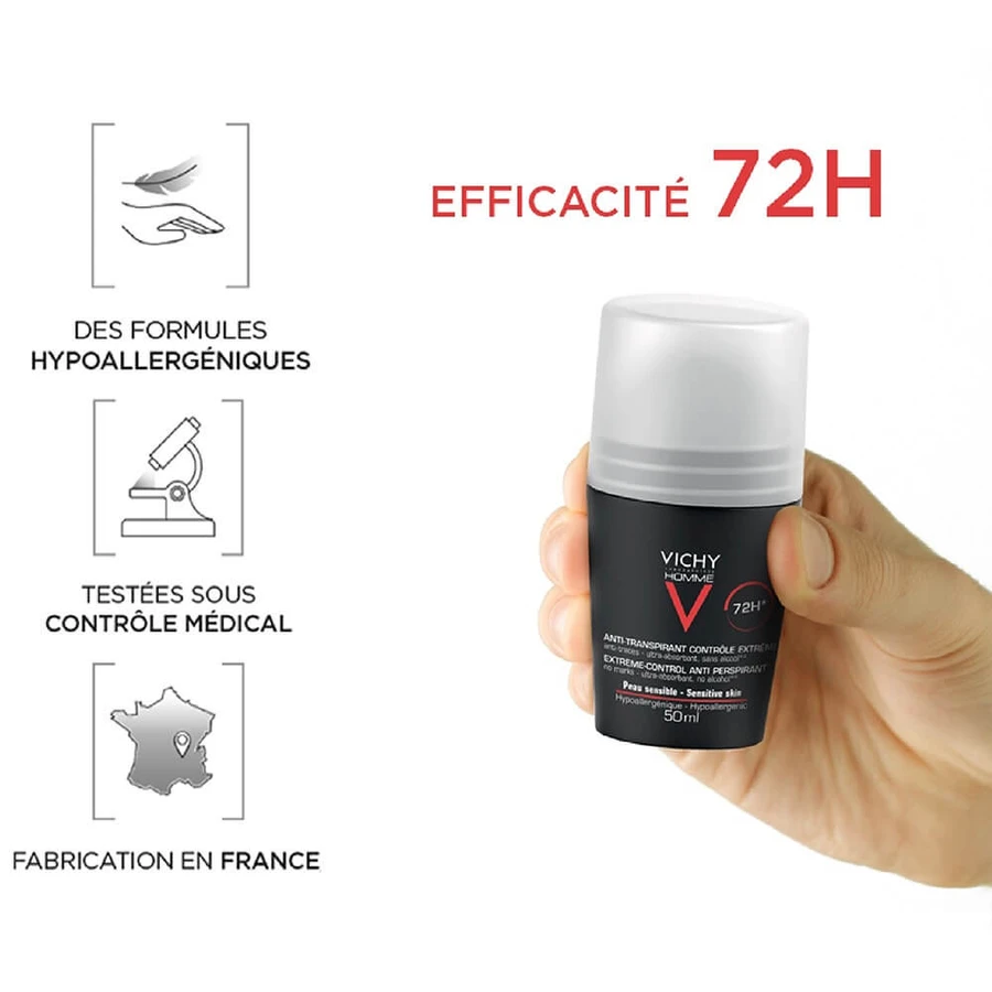 Vichy Deodorant Antiperspirant Effectiviteit 72h Zweet Controle Roll-on 2x50ml