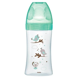 Dodie Flow 3 0 - 6 Months Green Birds 270 ml Anti-Colic Glass Bottle