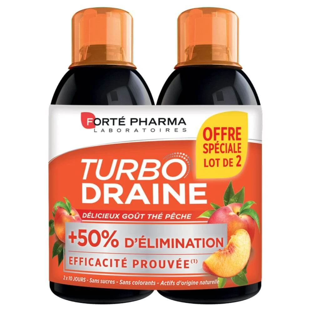 Forté Pharma TurboDraine Groene Thee - Perzik 2x500ml