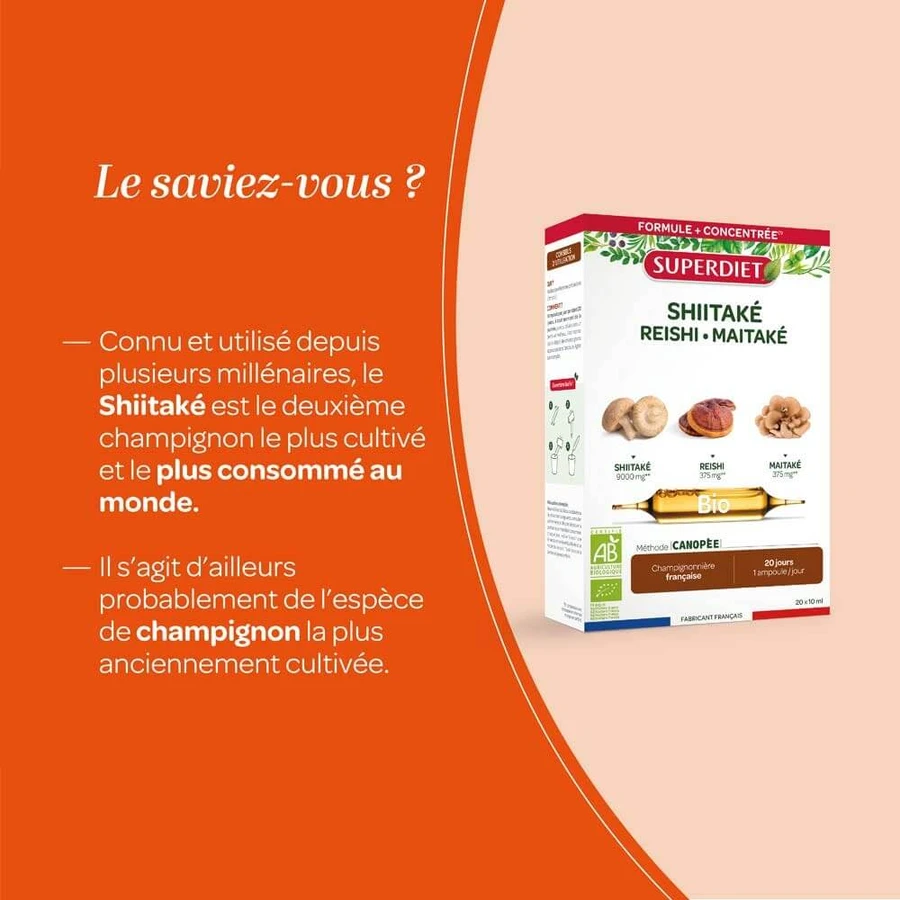 Superdiet Bio Shiitake 20 Ampullen