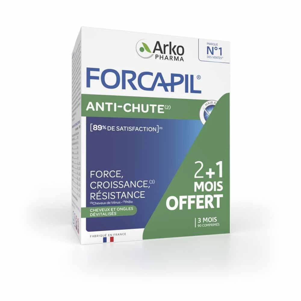 Arkopharma Forcapil Anticaduta 2 + 1 maand gratis Cheveux et Ongles Dévitalisés 90 tabletten