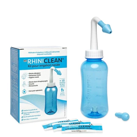 Kit de irrigación nasal Rhiniclean + 10 sobres de sales incluidos Ducha nasal