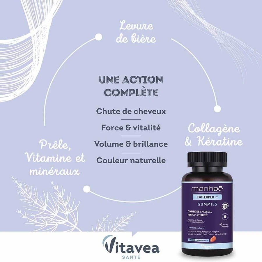 Manhaé Cap Expert Cheveux Force Vitalité 60 gummine
