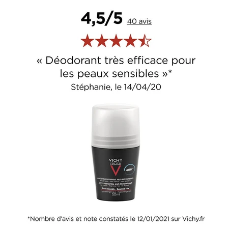 Vichy Deodorant Roll-on Antitranspirant 48u Gevoelige Huid 2x50ml