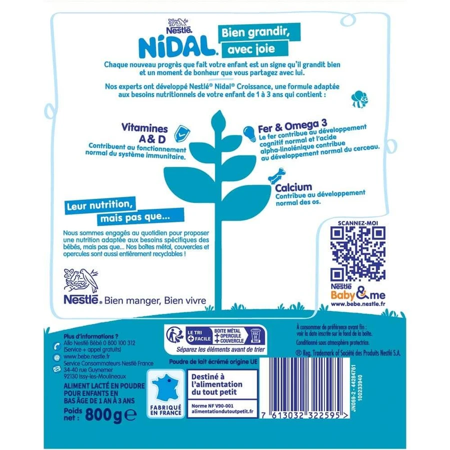 Nestlé Nidal Milchpulver 3 Wachstum 1-3 Jahre 800g