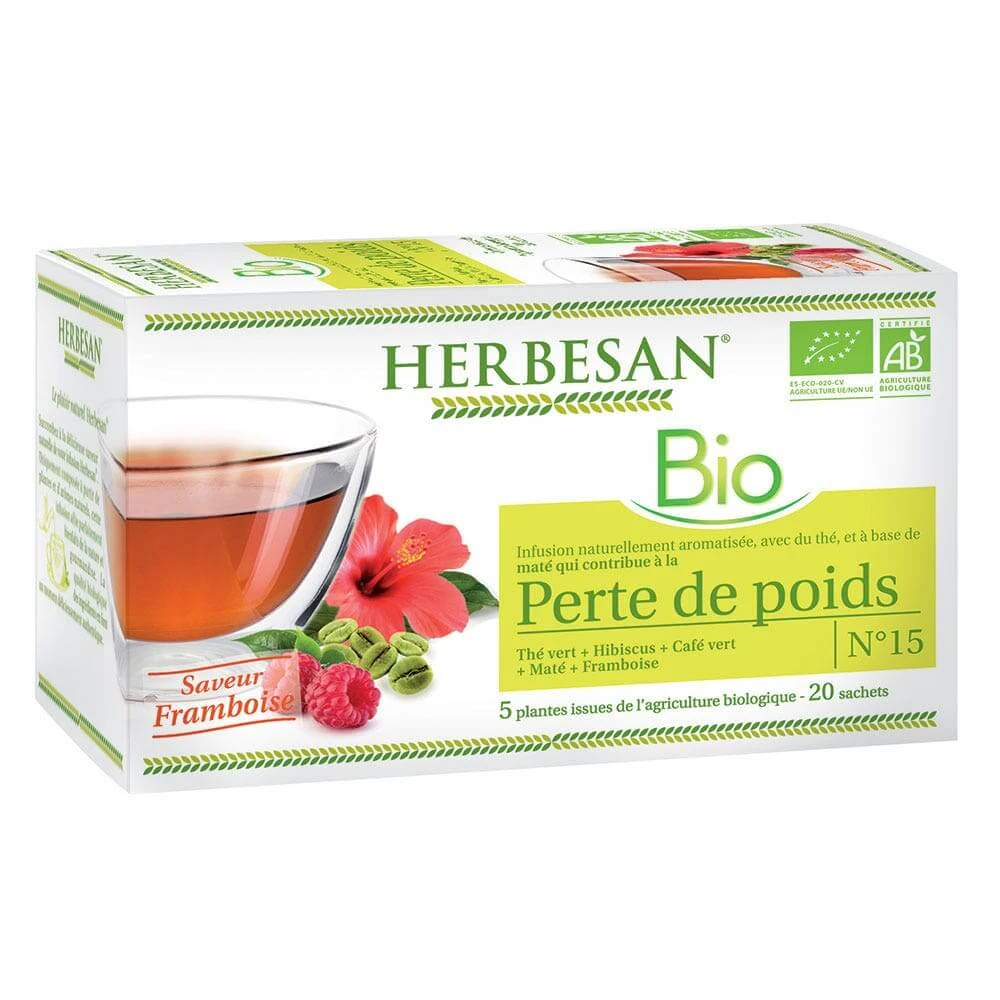Herbesan Infusion Effetto Mat Perte de Poids Bio Framboos 20 sachets