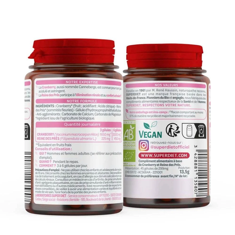 Superdiet Veenbes Reine Des Prés Bio Confort Urinaire 45 Gélules