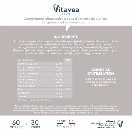 Force G Power Performanță sexuală pentru bărbați, 60 de capsule, Vitavea Santé 