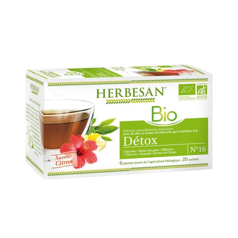 Herbesan Kruidenthee Chicoree Bio Detox Aroma Citroen 20 zakjes