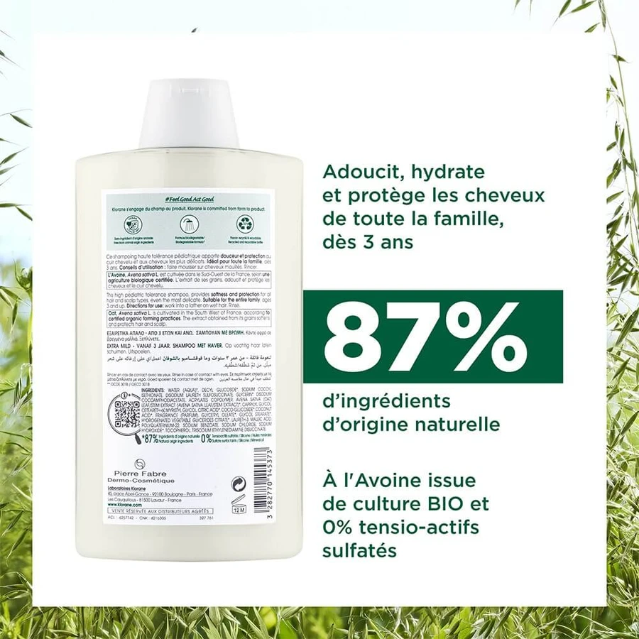 Klorane Hafer Extra Mildes Hafershampoo Alle Haartypen 400ml