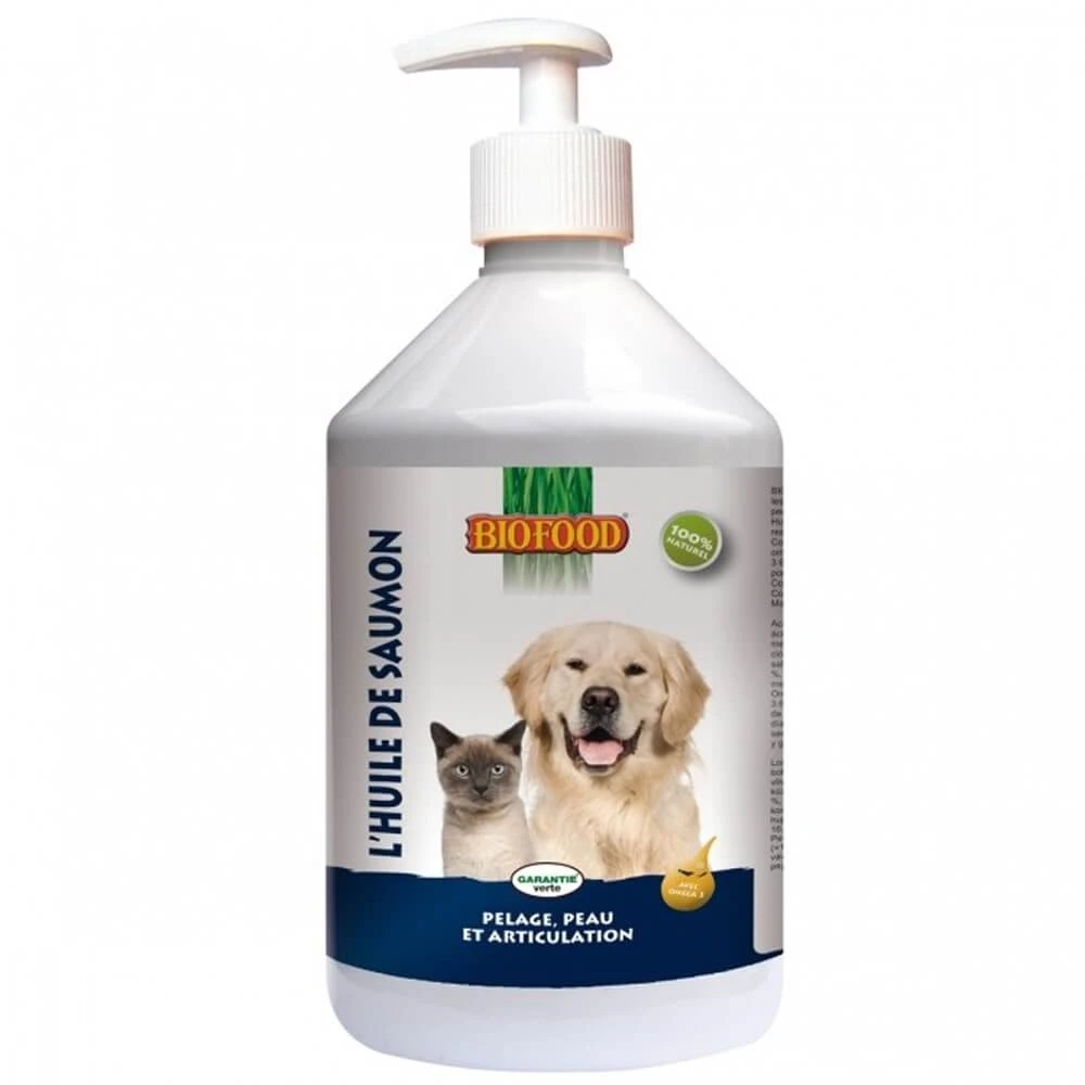 Biofood Zalmolie voor huid en gewrichten hond en kat 500ml