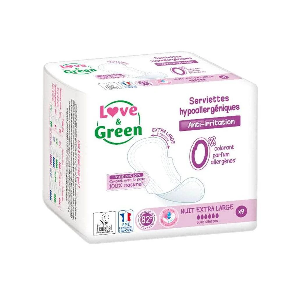 Love&Green Notte extra grote anti-irritatie 9 pads
